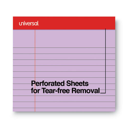 Colored Perforated Ruled Writing Pads, Wide/legal Rule, 50 Assorted Color 8.5 X 11.75 Sheets, 6/pack