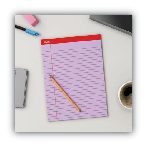 Colored Perforated Ruled Writing Pads, Wide/legal Rule, 50 Assorted Color 8.5 X 11.75 Sheets, 6/pack