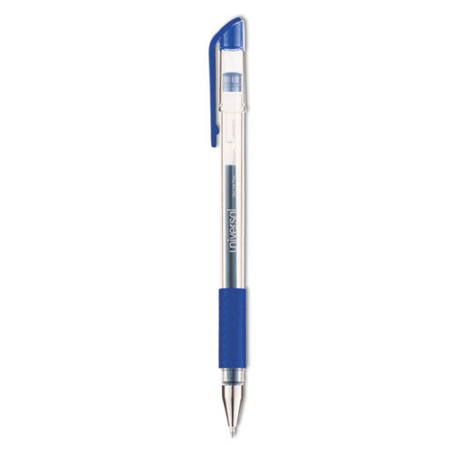 Comfort Grip Gel Pen, Stick, Medium 0.7 Mm, Blue Ink, Clear/blue Barrel, Dozen