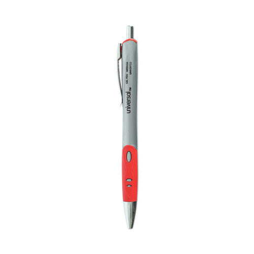 Comfort Grip Gel Pen, Retractable, Medium 0.7 Mm, Red Ink, Gray/red/silver Barrel, Dozen