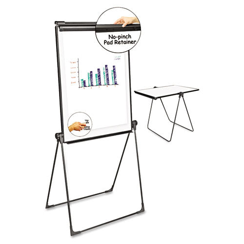 Foldable Double-sided Dry Erase Easel, 29" X 41", White Surface, Black Plastic Frame