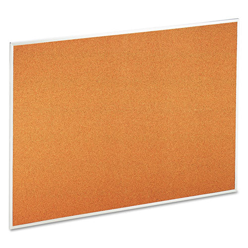 Cork Bulletin Board, 48" X 36", Tan Surface, Satin Aluminum Frame