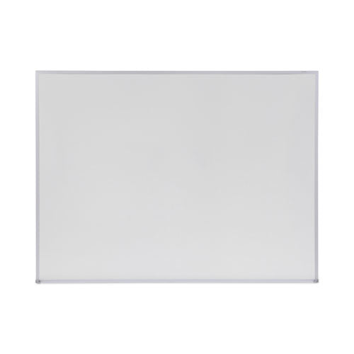 Melamine Dry Erase Board With Aluminum Frame, 48" X 36", White Surface, Anodized Aluminum Frame