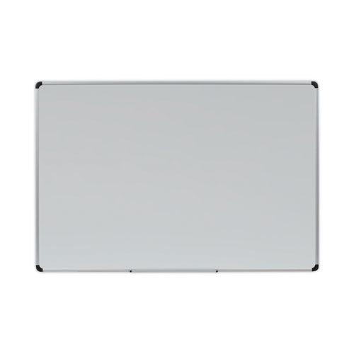 Deluxe Porcelain Magnetic Dry Erase Board, 72" X 48", White Surface, Silver/black Aluminum Frame