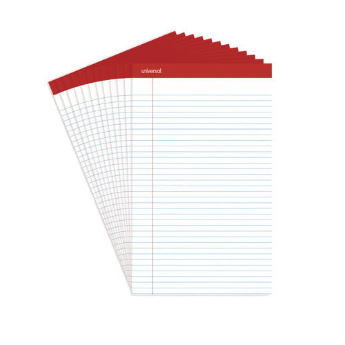 Perforated Ruled Writing Pads, Wide/legal Rule, Red Headband, 50 White 8.5 X 14 Sheets, Dozen