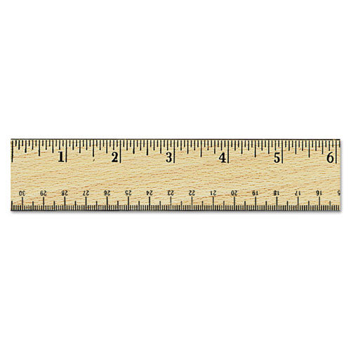 Flat Wood Ruler W/double Metal Edge, Standard, 12