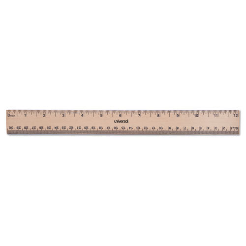 Flat Wood Ruler W/double Metal Edge, Standard, 12