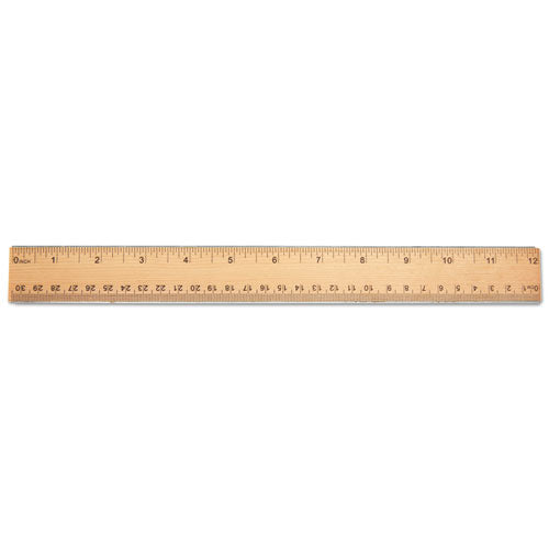 Flat Wood Ruler W/double Metal Edge, Standard, 12