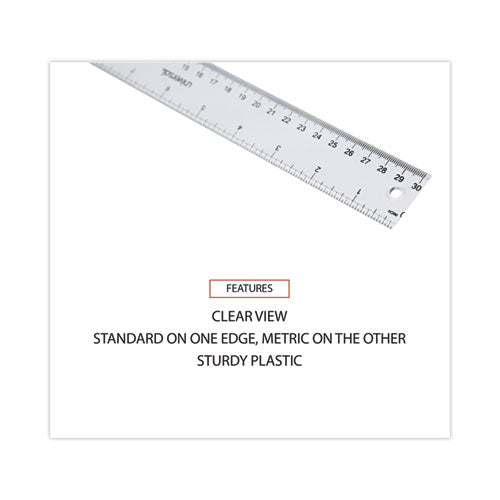 Clear Plastic Ruler, Standard/metric, 12