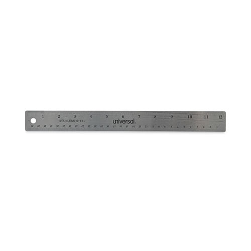 Stainless Steel Ruler With Cork Back And Hanging Hole, Standard/metric, 12