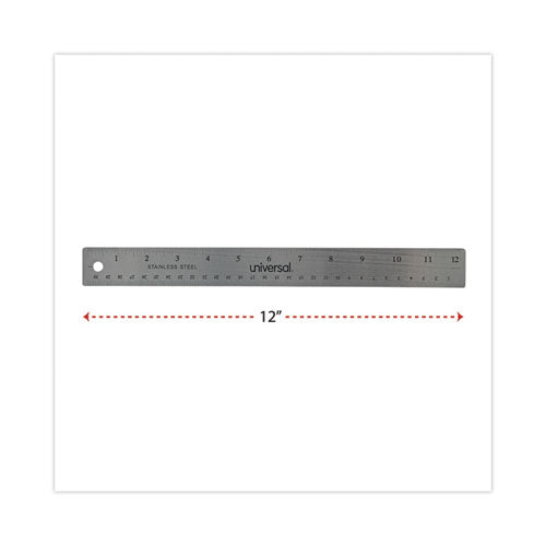 Stainless Steel Ruler With Cork Back And Hanging Hole, Standard/metric, 12