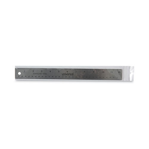 Stainless Steel Ruler With Cork Back And Hanging Hole, Standard/metric, 12