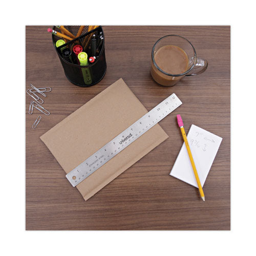 Stainless Steel Ruler With Cork Back And Hanging Hole, Standard/metric, 12