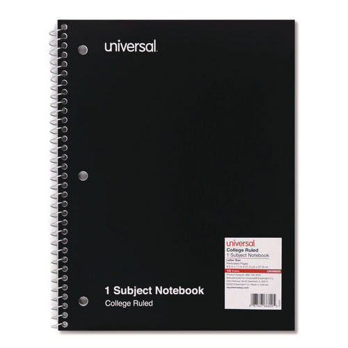 Wirebound Notebook, 1-subject, Medium/college Rule, Black Cover, (100) 11 X 8.5 Sheets