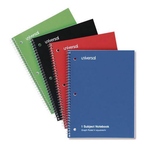 Wirebound Notebook, 1-subject, Quadrille Rule (4 Sq/in), Assorted Cover Colors, (70) 10.5 X 8 Sheets, 4/pack