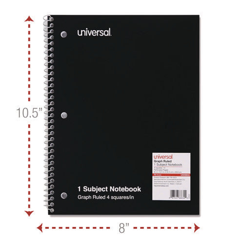 Wirebound Notebook, 1-subject, Quadrille Rule (4 Sq/in), Assorted Cover Colors, (70) 10.5 X 8 Sheets, 4/pack