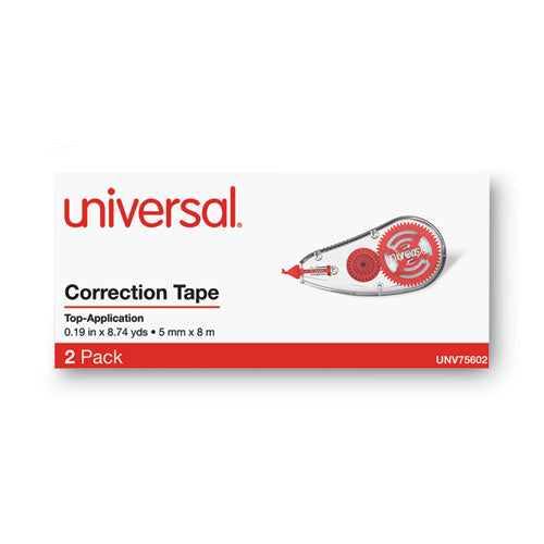 Correction Tape Dispenser, Non-refillable, Transparent Red Applicator, 0.2