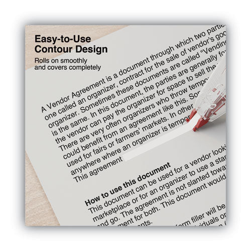 Correction Tape Dispenser, Non-refillable, Transparent Red Applicator, 0.2