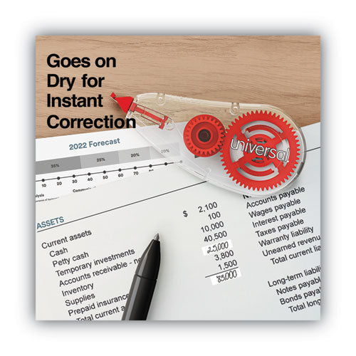 Correction Tape Dispenser, Non-refillable, Transparent Red Applicator, 0.2