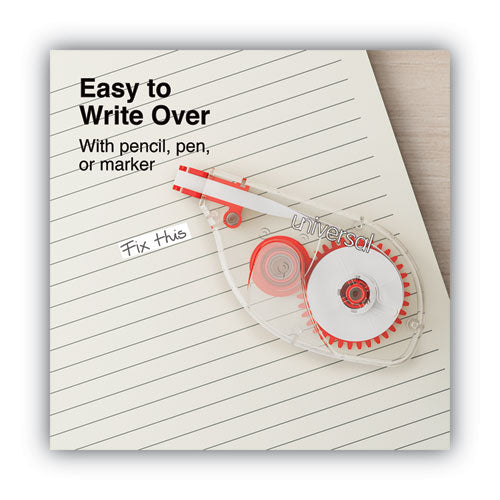 Side-application Correction Tape, Non-refillable, Transparent Gray/red Applicator, 0.2