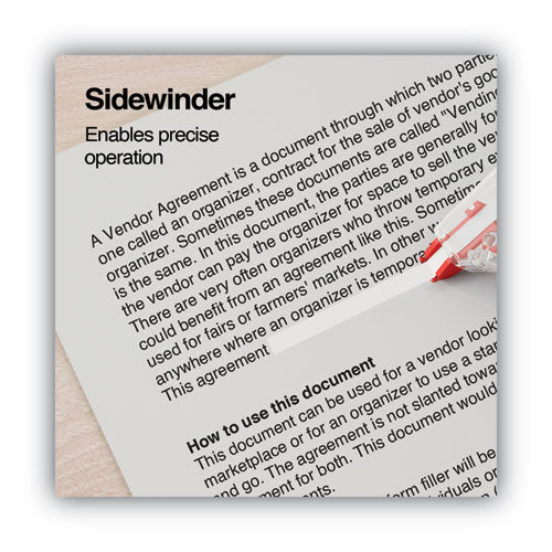 Side-application Correction Tape, Non-refillable, Transparent Gray/red Applicator, 0.2
