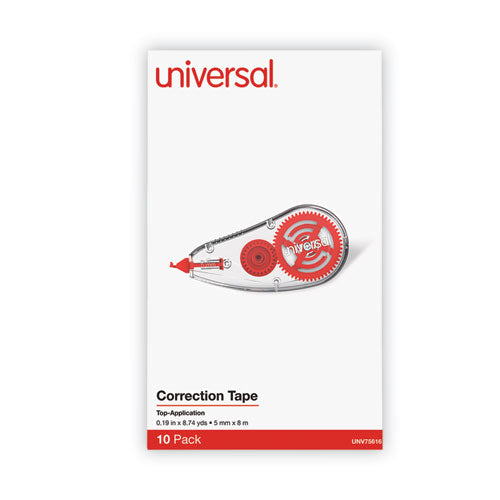 Correction Tape Dispenser, Non-refillable, Transparent Red Applicator, 0.2