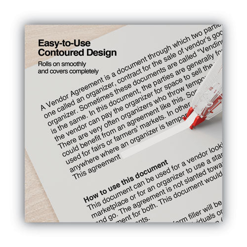 Correction Tape Dispenser, Non-refillable, Transparent Red Applicator, 0.2