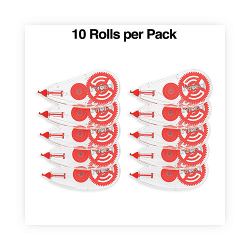 Correction Tape Dispenser, Non-refillable, Transparent Red Applicator, 0.2