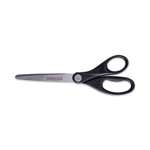 Stainless Steel Office Scissors, 7" Long, 3" Cut Length, Straight Black Handle