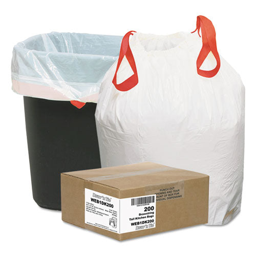 Heavy-duty Trash Bags, Drawstring, 13 Gal, 24.5