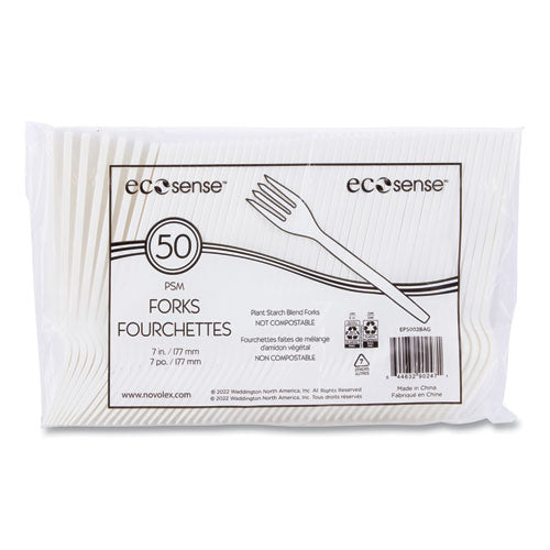 Ecosense Renewable Plant Starch Cutlery, Fork, 7