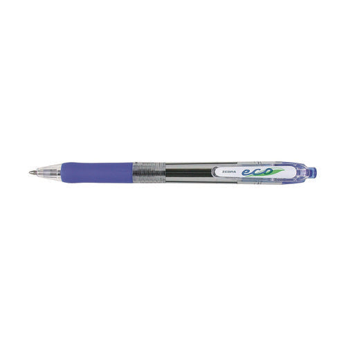 Eco Jimnie Clip Ballpoint Pen, Retractable, Medium 1 Mm, Blue Ink, Clear/blue Barrel, 12/pack