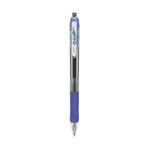 Eco Jimnie Clip Ballpoint Pen, Retractable, Medium 1 Mm, Blue Ink, Clear/blue Barrel, 12/pack