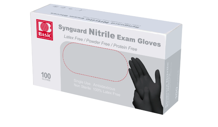 SYNGUARD 5 Mil. Nitrile Exam Glove (BLACK, BOX)