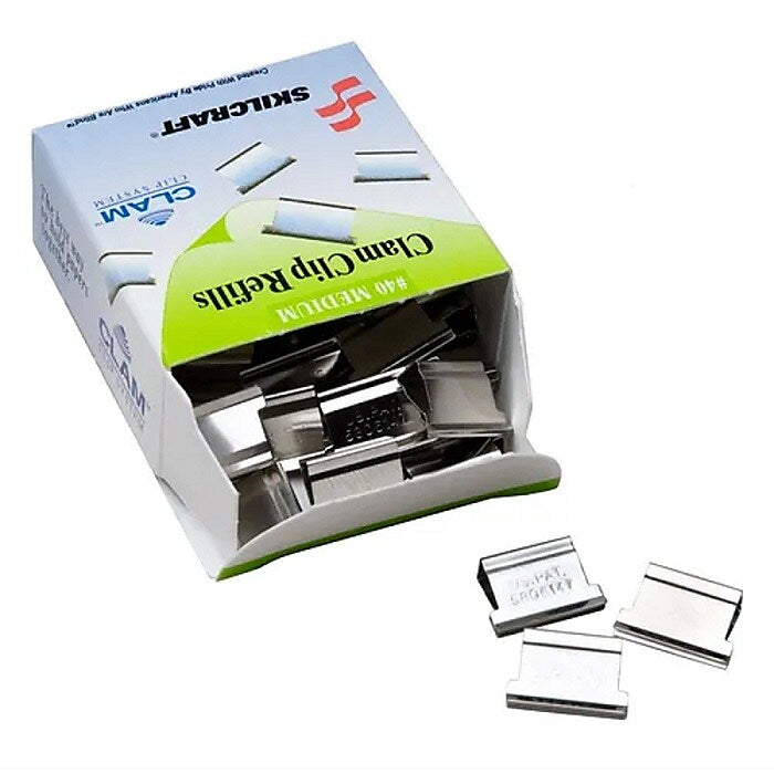AbilityOne Skilcraft #40 Medium Clam Clips, Silver, 50/Box