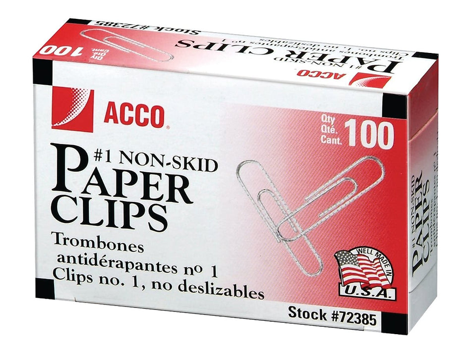 ACCO Economy #1 Paper Clips, Silver, 100/Box, 10 Boxes/Pack