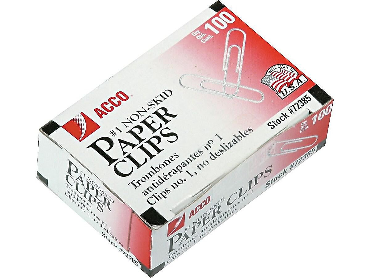 ACCO Economy #1 Paper Clips, Silver, 100/Box, 10 Boxes/Pack