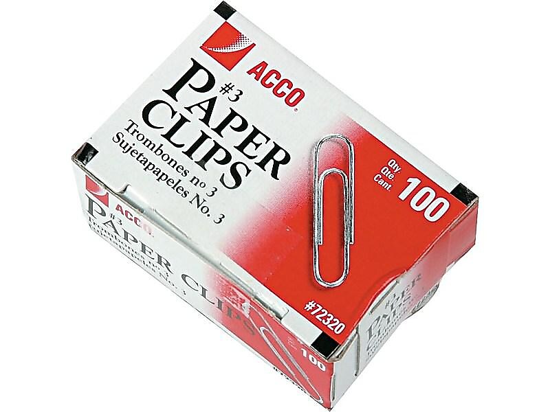ACCO Economy #3 Paper Clips, Silver, 100 Clips/Pack, 10/Pack