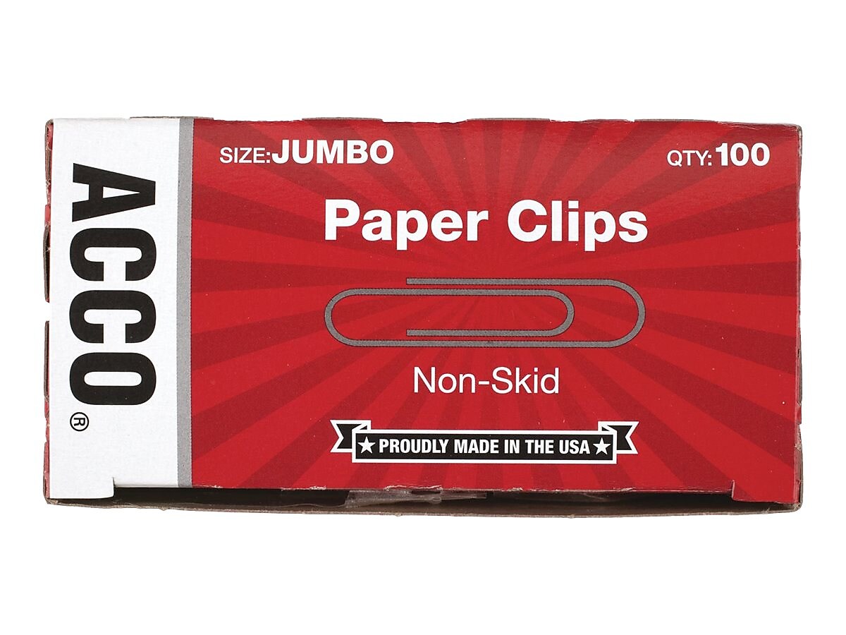 ACCO Economy Jumbo Paper Clips, Silver, 100/Box