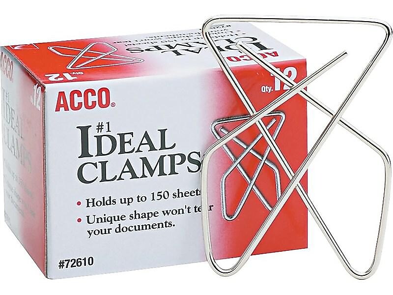 ACCO Ideal Small Butterfly Clips, 0.13" Capacity, Silver, 12 Clips/Pack