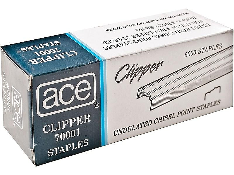 Ace Undulated Clipper Staples, 1/4" Leg Length, 5000 Staples/Box