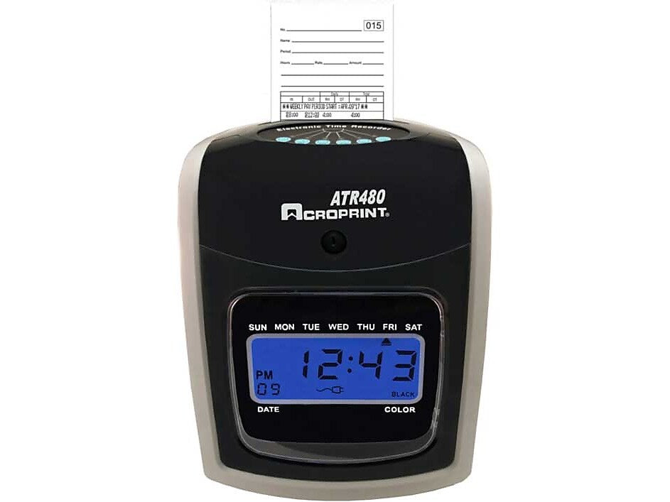 Acroprint ATR480 Punch Card Time Clock System, Black/White