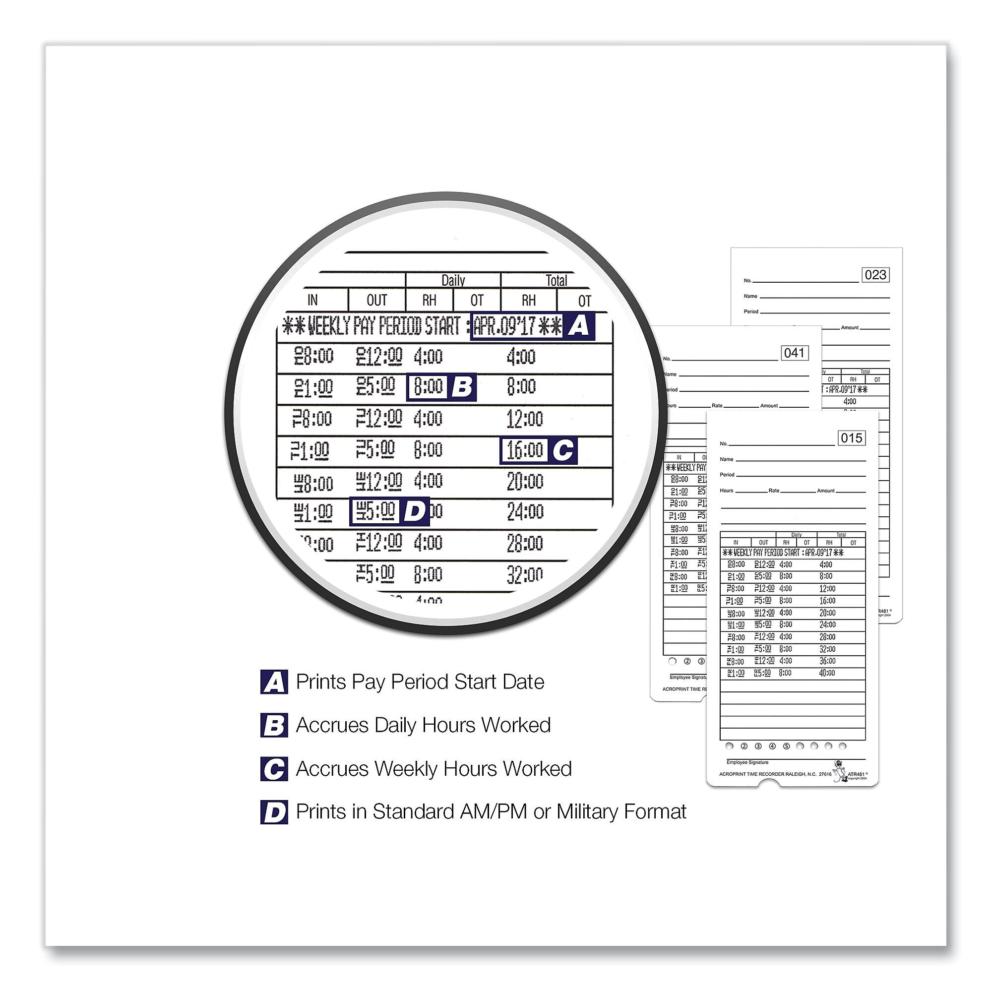 Acroprint® ATR480 Time Clock and Accessories Bundle, Digital Display, White/Charcoal