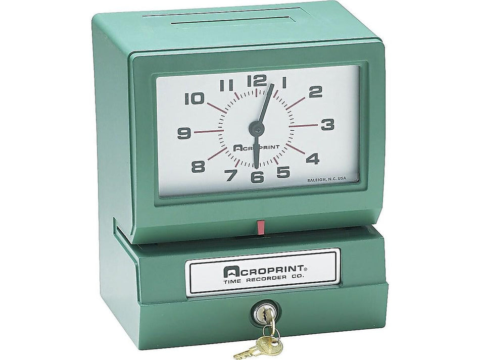 Acroprint Model 150 Punch Card Time Clock System, Green