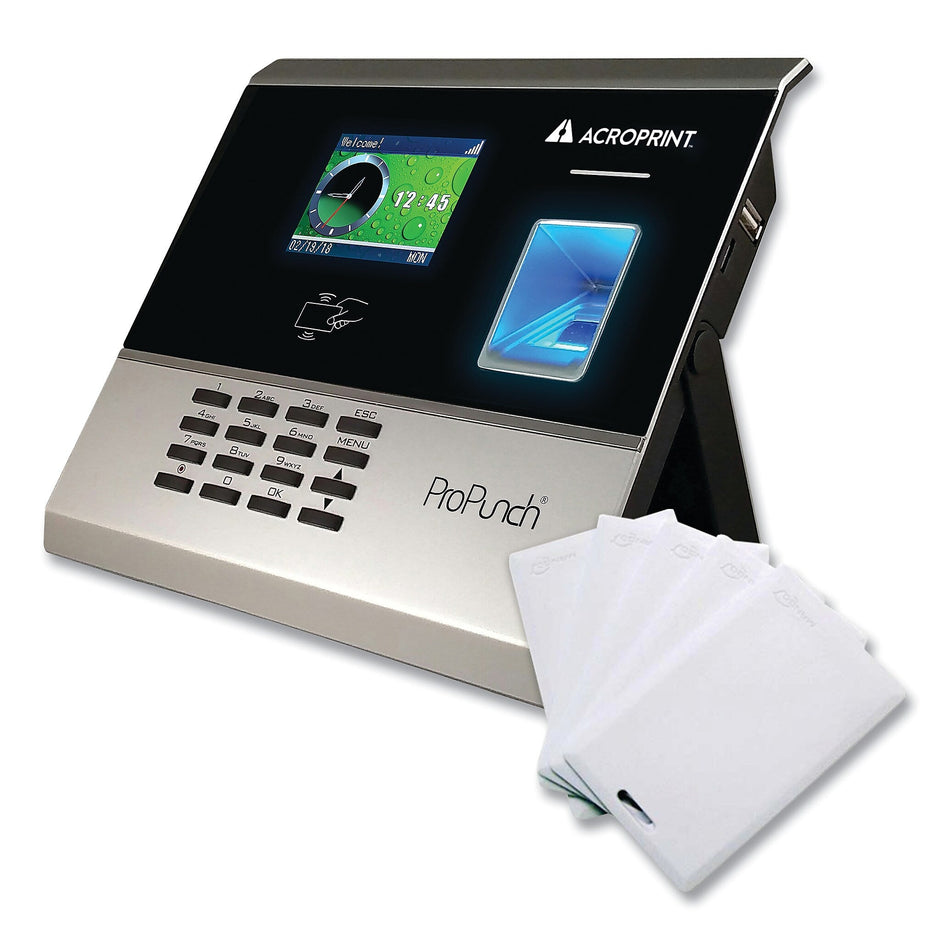 Acroprint ProPunch Biometric and Proximity Bundle, 50 Employees, Black