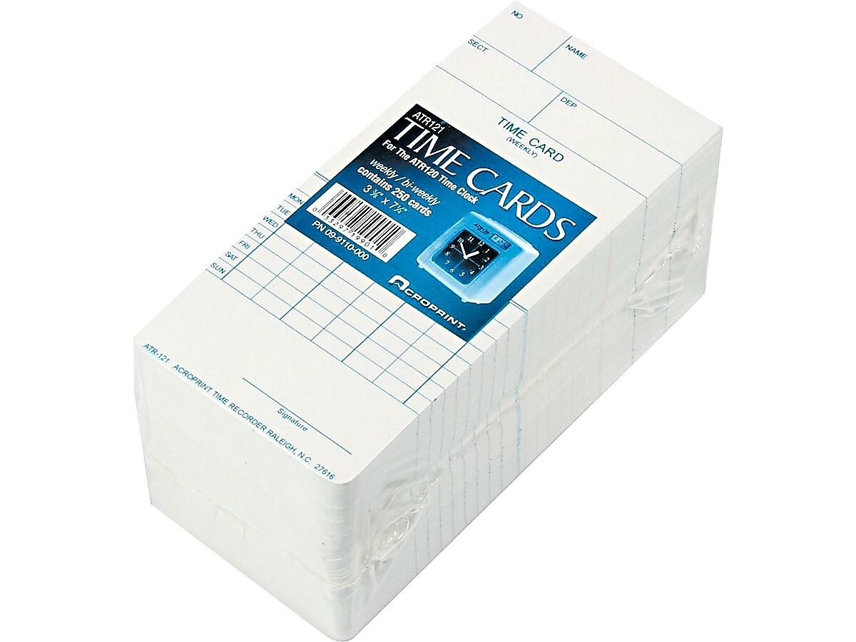 Acroprint Time Cards for ATR120 Time Clock, 250/Pack