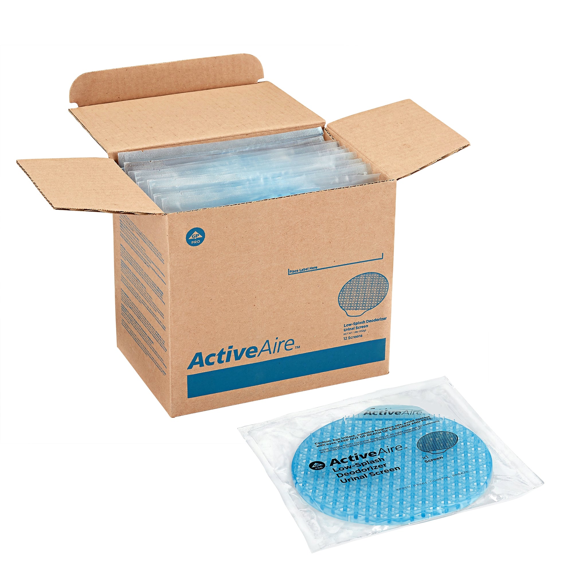 ActiveAire Low Splash Deodorizer Urinal Screen, Coastal Breeze, 12/Carton