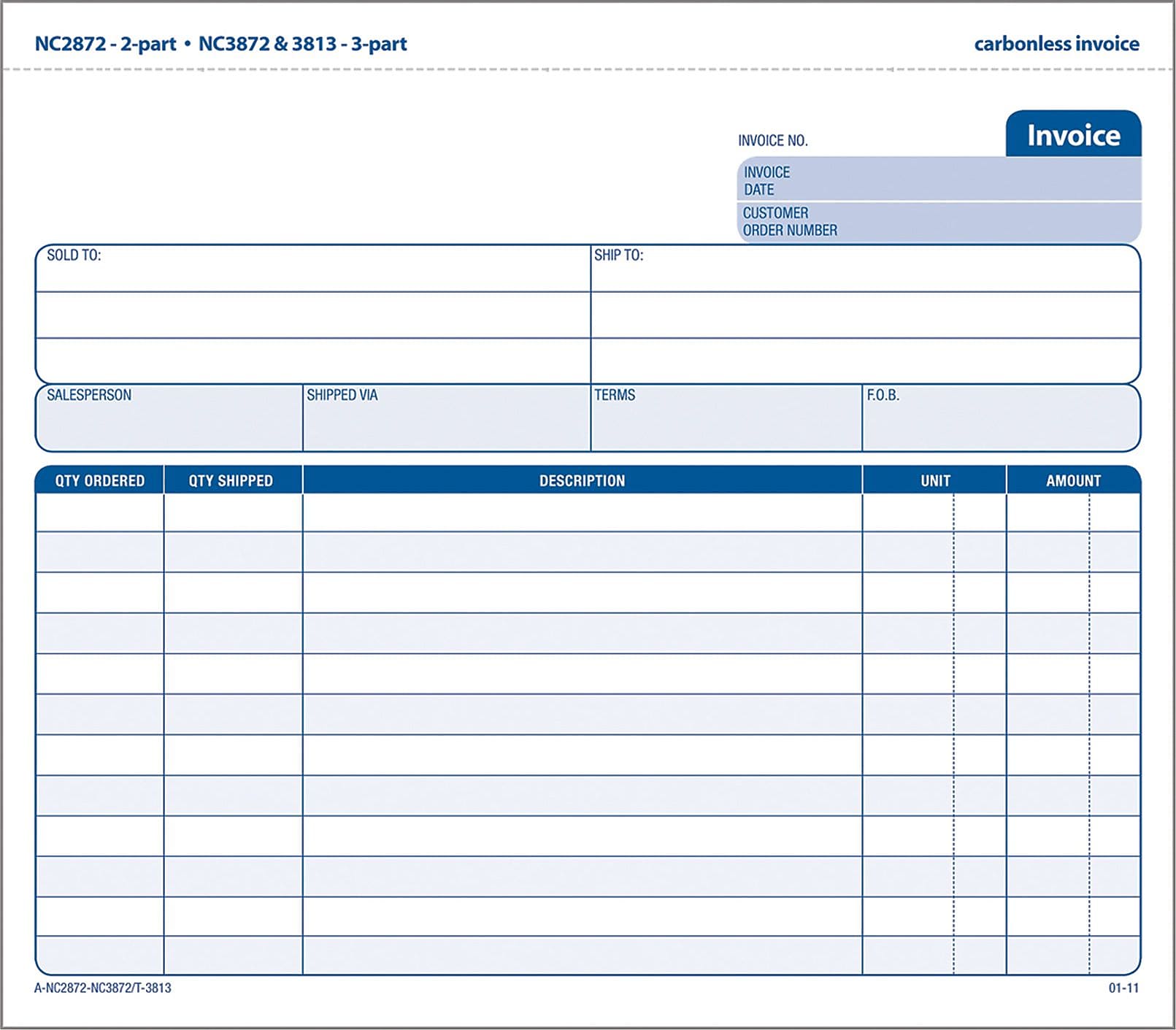 Adams 2-Part Carbonless Invoices, 8-1/2" x 7-7/16", 50 Sets/Book