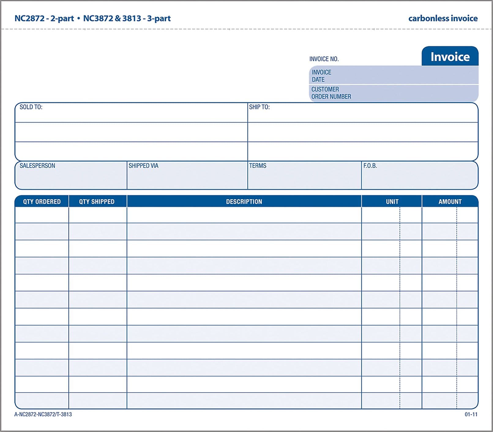 Adams 2-Part Carbonless Invoices, 8-1/2