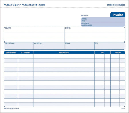 Adams 2-Part Carbonless Invoices, 8-1/2" x 7-7/16", 50 Sets/Book